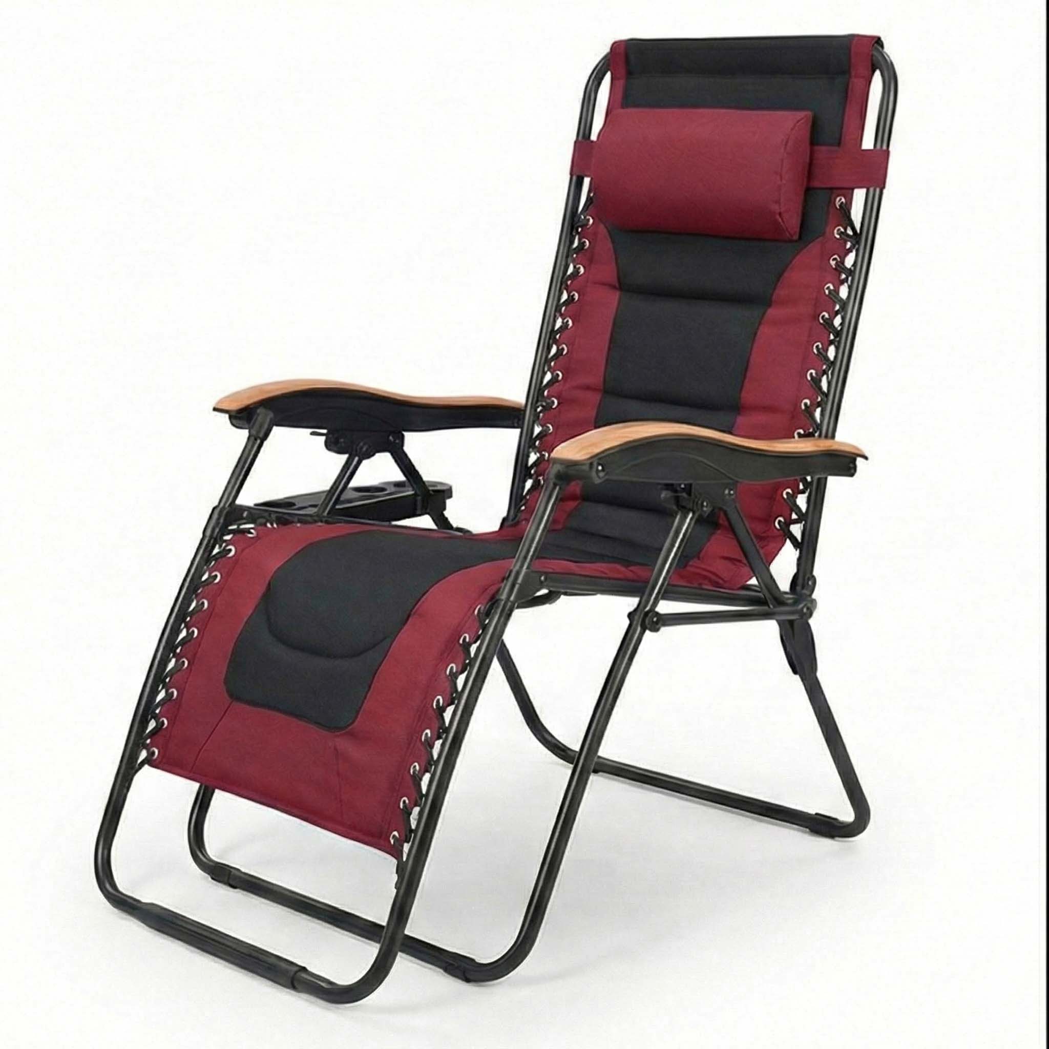 Viral Trending Oversized Padded Zero Gravity Chair | 30" Extra Wide Seat Anti-Gravity Lounger for Big & Tall, Foldable Patio Recliner with Side Cup Holder, Supports 400 LBS for Indoor Outdoor Camping Backyard Porch