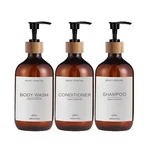 3 Pack Soap Shampoo Dispenser Bottles with Pump Conditioner Shower Container