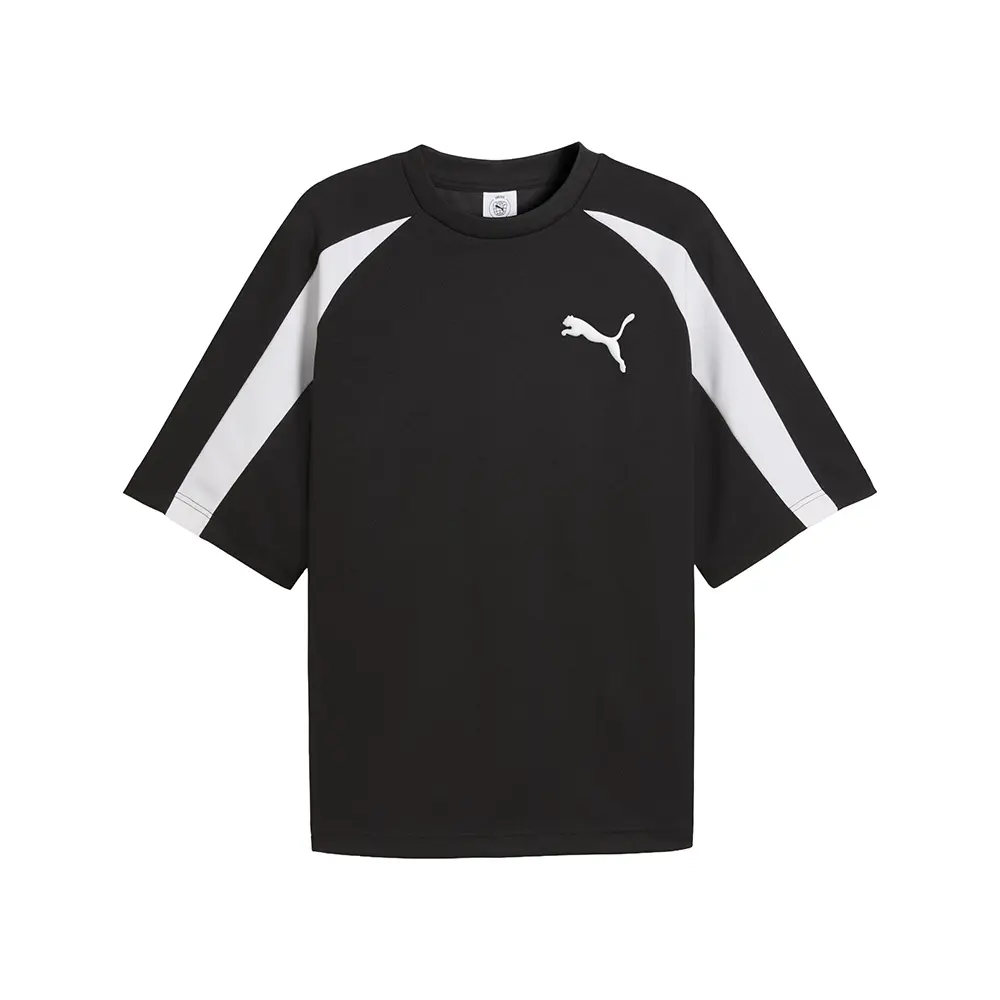 PUMA Mens T7 Oversized Pique Cat Crew Neck Short Sleeve Casual Tops Casual - Black