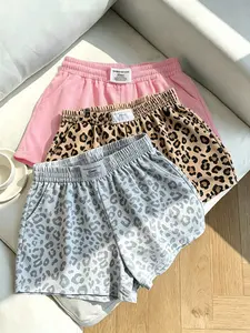 3-Pack American Retro Leopard Print Shorts for Women, Casual Loose-Fit Elastic Waist, Summer Fashion Everyday Wear