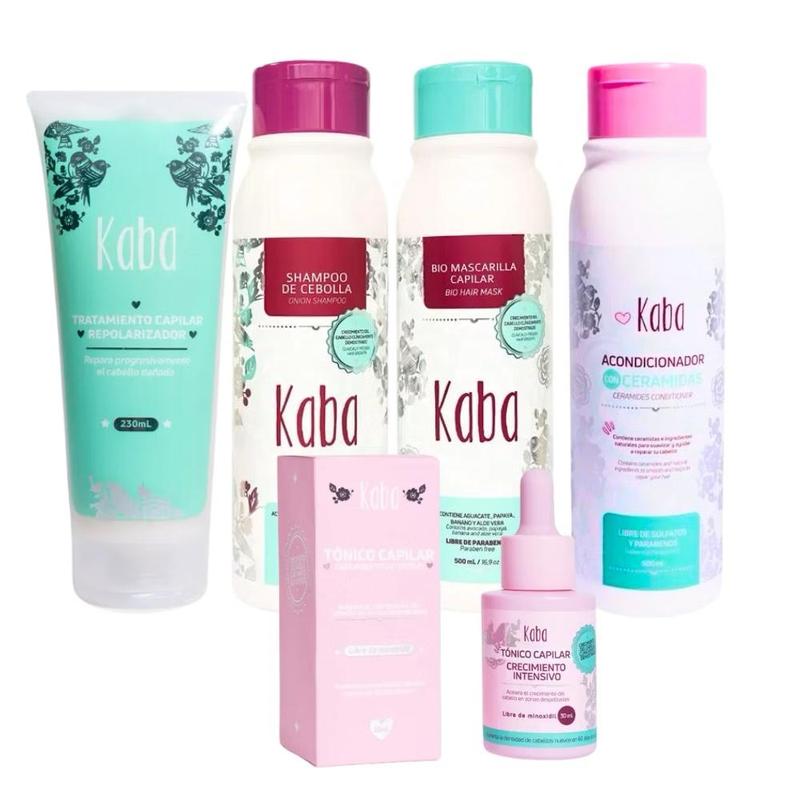 Kaba Growth Kit - Onion Shampoo, Ceramide Conditioner, Bio Hair Mask, Intensive Treatment & Tonic for Hair Loss Control & Accelerated Growth