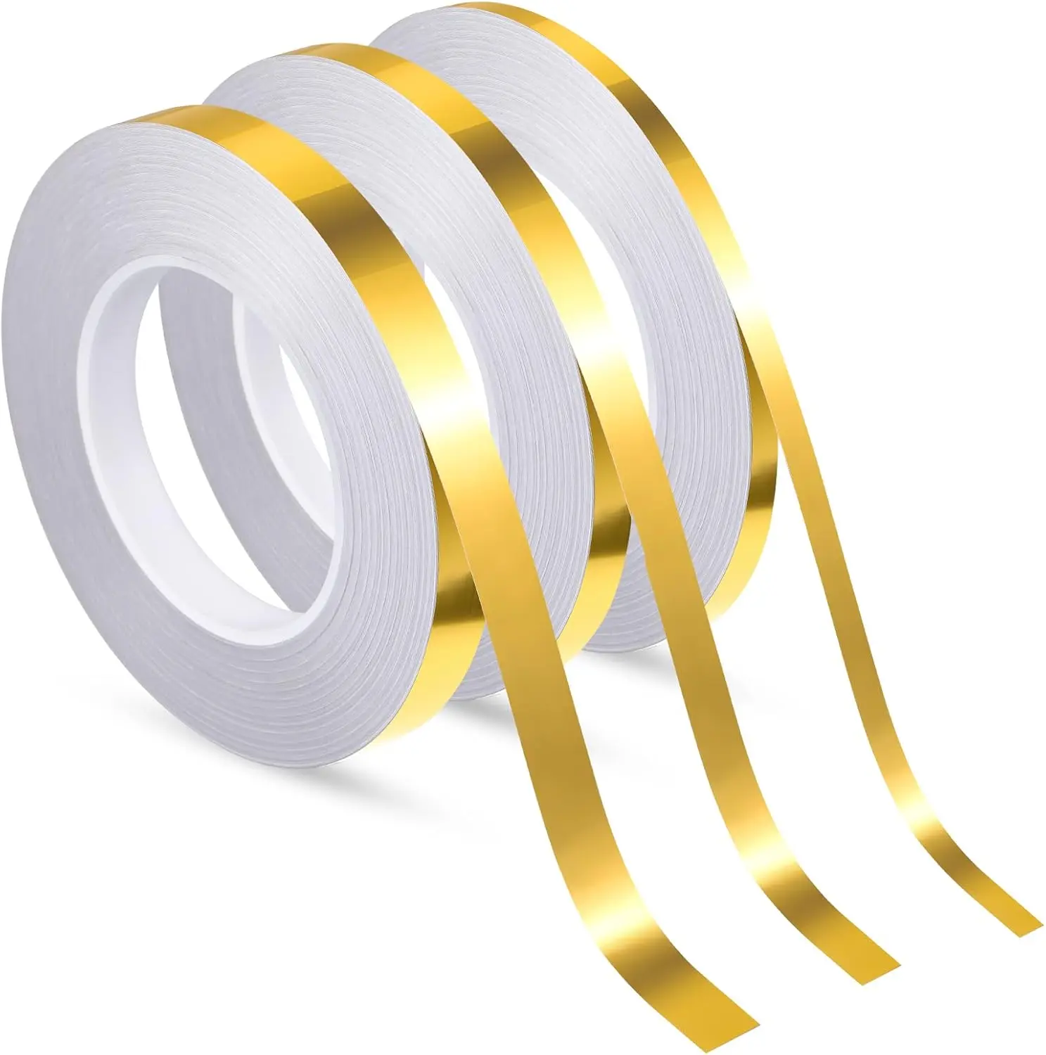 3 Sizes Spark Gold Self Adhesive Polyester Film Tape Washi Tape for Car Furniture Graphic Arts Walls Decor, 55 yds (5/10/15mm)
