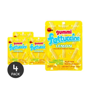 BOURBON Japanese Fettuccine Gummies - Lemon Flavor, 4 Packs, Chewy & Vitamin C Rich, 50g Each