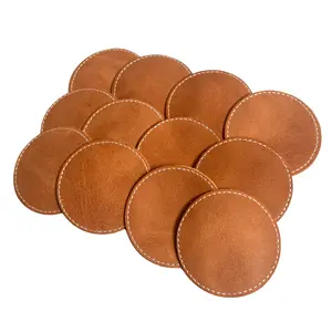 Blank Stitched Rust Leather Patches (12 Count)