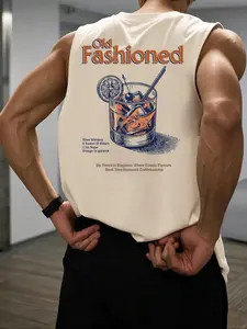 Men's Cartoon Glass Print Round Neck Muscle Tank Top, Regular Fit Casual Crew Neck Top for Summer, Fashion Men's Clothes for Daily Wear, Tank Tops Workout