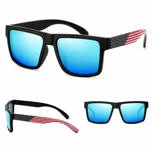 2026 New Hot-Selling Sunglasses ，USA Flag Sunglasses for Women, Square Mirrored Shades with Stars and Stripes Temples, Patriotic Game Day Sunglasses for Soccer Party Beach Travel