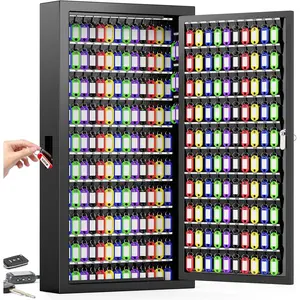 250 Keys Key Lock Box Wall Mount with Additional 24 Side Hooks and Key Tags Anti-Theft Key Box Key Cabinet with Side Drop Slot Key Organizer Key Safe for Home Office Garage Rental Business