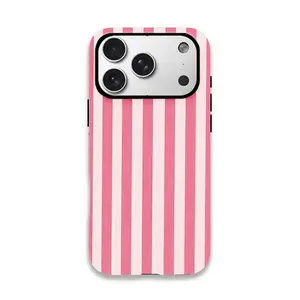 Pink striped simple pattern mobile phone case, Cover, double-layer protective shell durable, shock-absorbing, stylish protection suitable for iPhone 11 12 13 14 15 Pro Max Pro Plus series gift for friends