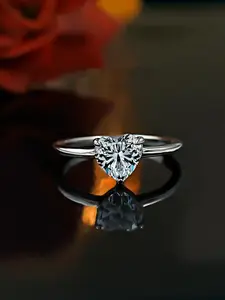 Moissanite Engagement Ring, Heart-Shaped Diamond Wedding Band, D Color, Perfect Gift for Girlfriend, Seven Happiness Day Present
