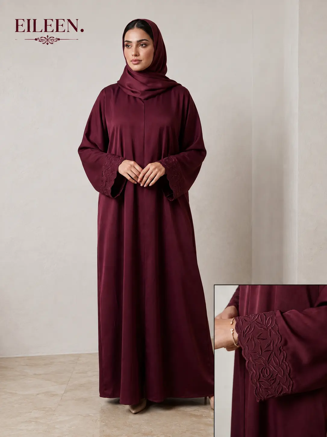 Luxe Leaf Embroidered Abaya Set
