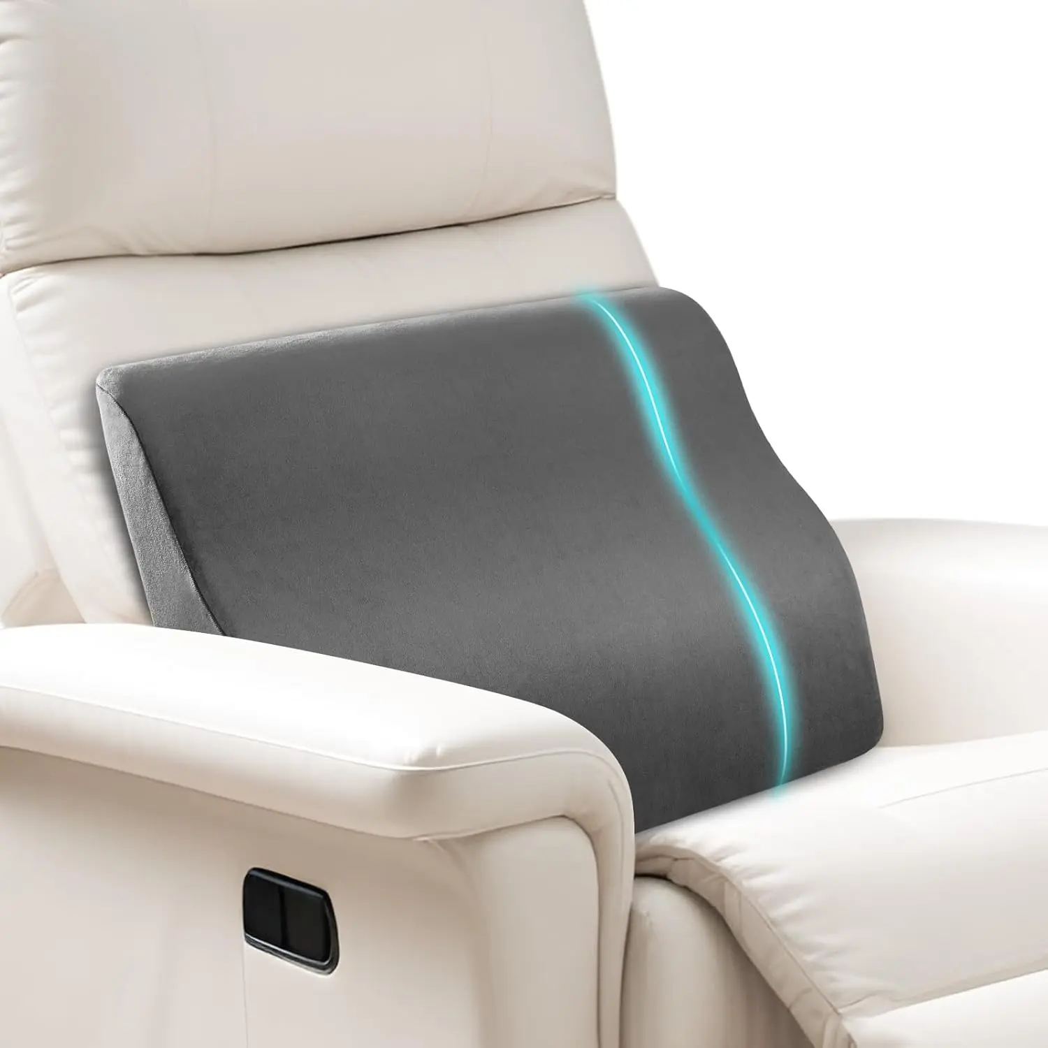 Support Pillow for Recliner,Large Memory   Support Cushion for Sofa & Gaming Chair,  Backrest Pillow for , Comfortable Couch Cushion with Machine Washable Cover,Gray