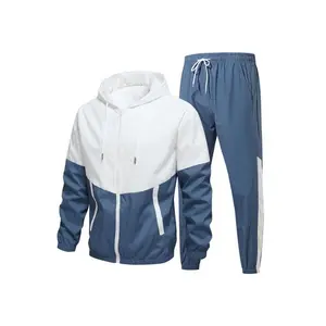 Two-Piece Set Men's Colorblock Drawstring Zip Up Hoodie & Elastic Waist Sweatpants, Regular Fit Casual Long Sleeve Hooded Jacket & Trousers for Fall & Winter, Men's Outfits for Daily Wear