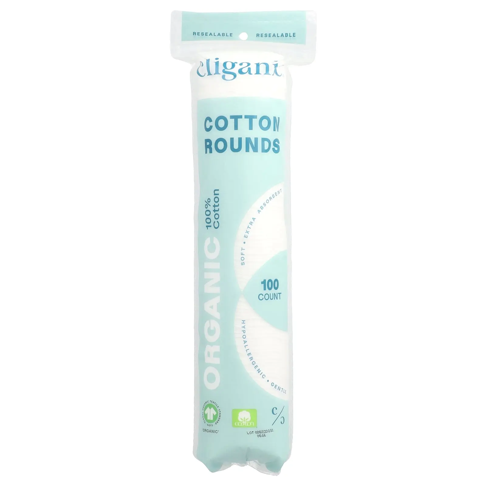 Cliganic Organic Cotton Rounds, 100 Count