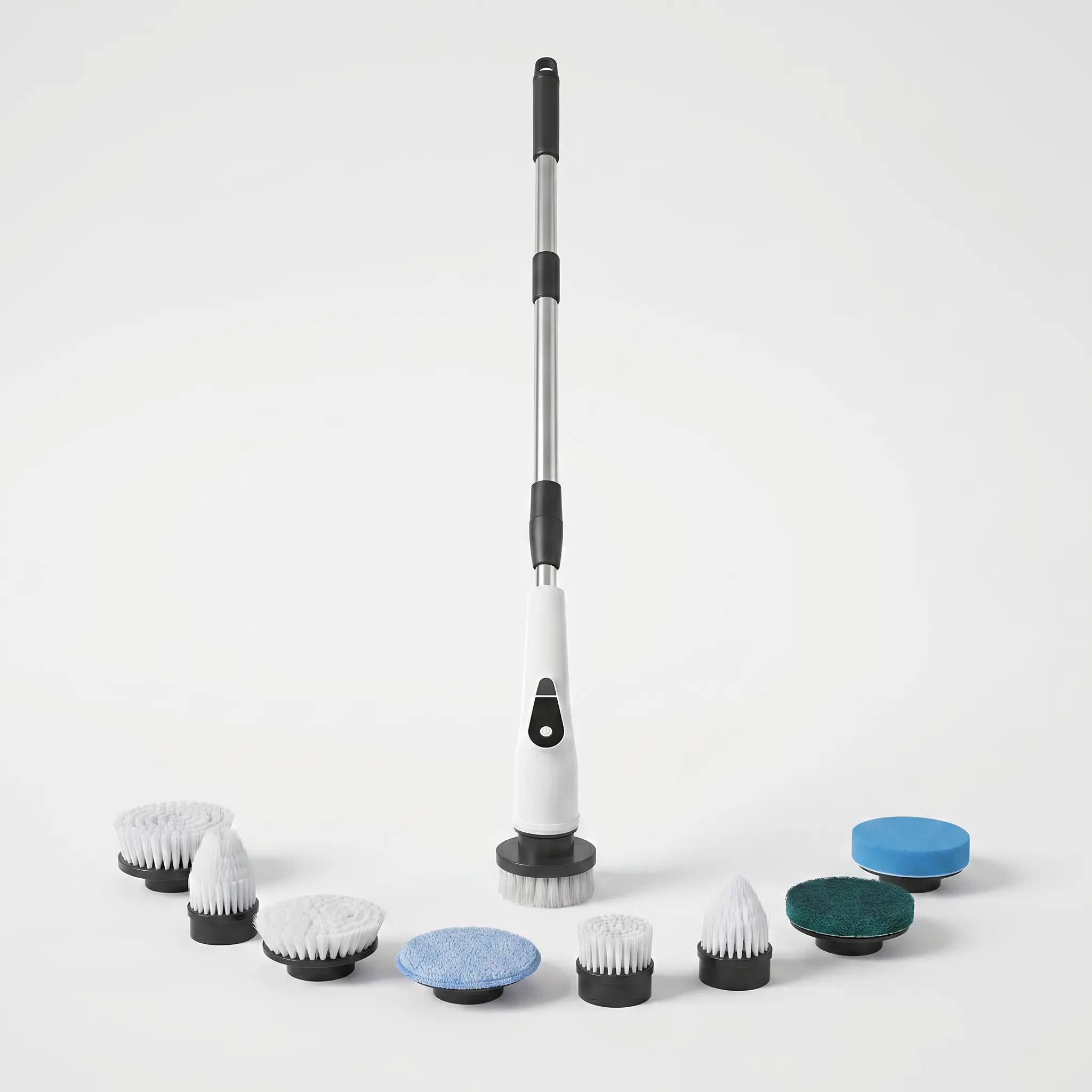 Electric  Brush  Cleaner,Electric Spin Scrubber with 8 Replaceable Brush Heads, Adjustable Long Handle (26"-45"), 5-Speed Power Scrubber for Bathroom, Kitchen, Grout & Car Cleaning - Cordless & Rechargeable