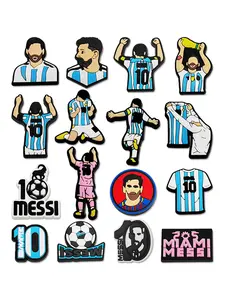 16pcs Cartoon No.10 Football Star Shoe Accessories, Cute Shoe Decorations, Luggage & Bag Charms, Birthday Gift, Daily Use, Messi Party Favor, Shoe Charm Set