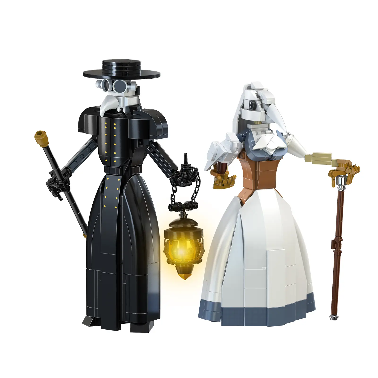 Classic Couple of Plague Doctors Building Blocks Set (500 pcs) – Gothic Halloween DIY Toy for Kids, Teens & Adults, Ideal Gift for Horror Fans, Spooky