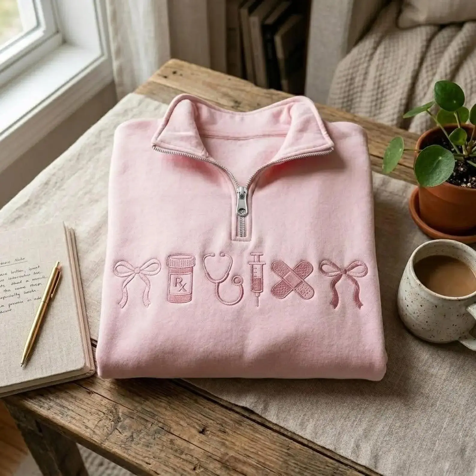Custom Embroidered Nurse Quarter Zip Sweatshirt, Nurse Sweatshirt, Medical Assistant Sweatshirt