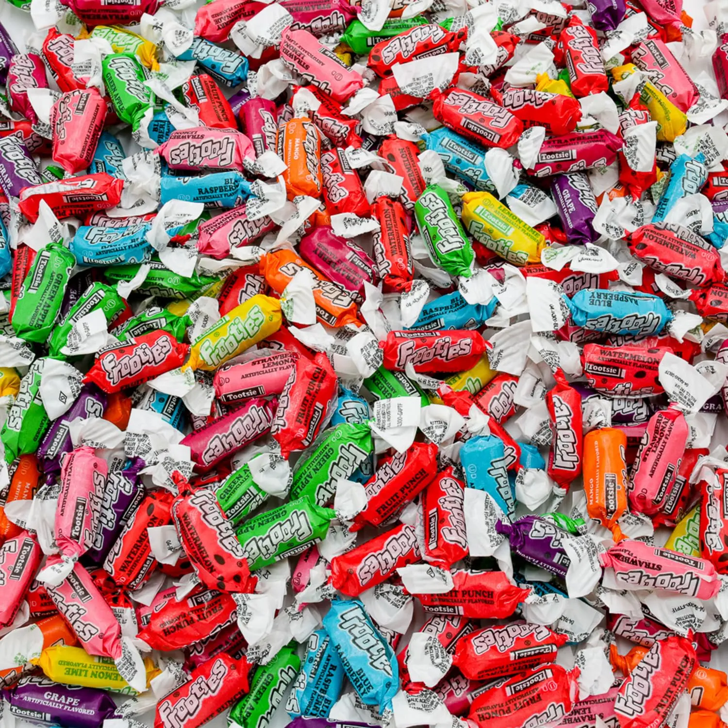 FROOTIES Taffy Candy (10 Flavors) \u2013 Bulk Bag, Individually Wrapped, Fruit Chews, Gluten and Peanut Free, 1 lb (145 Pieces)