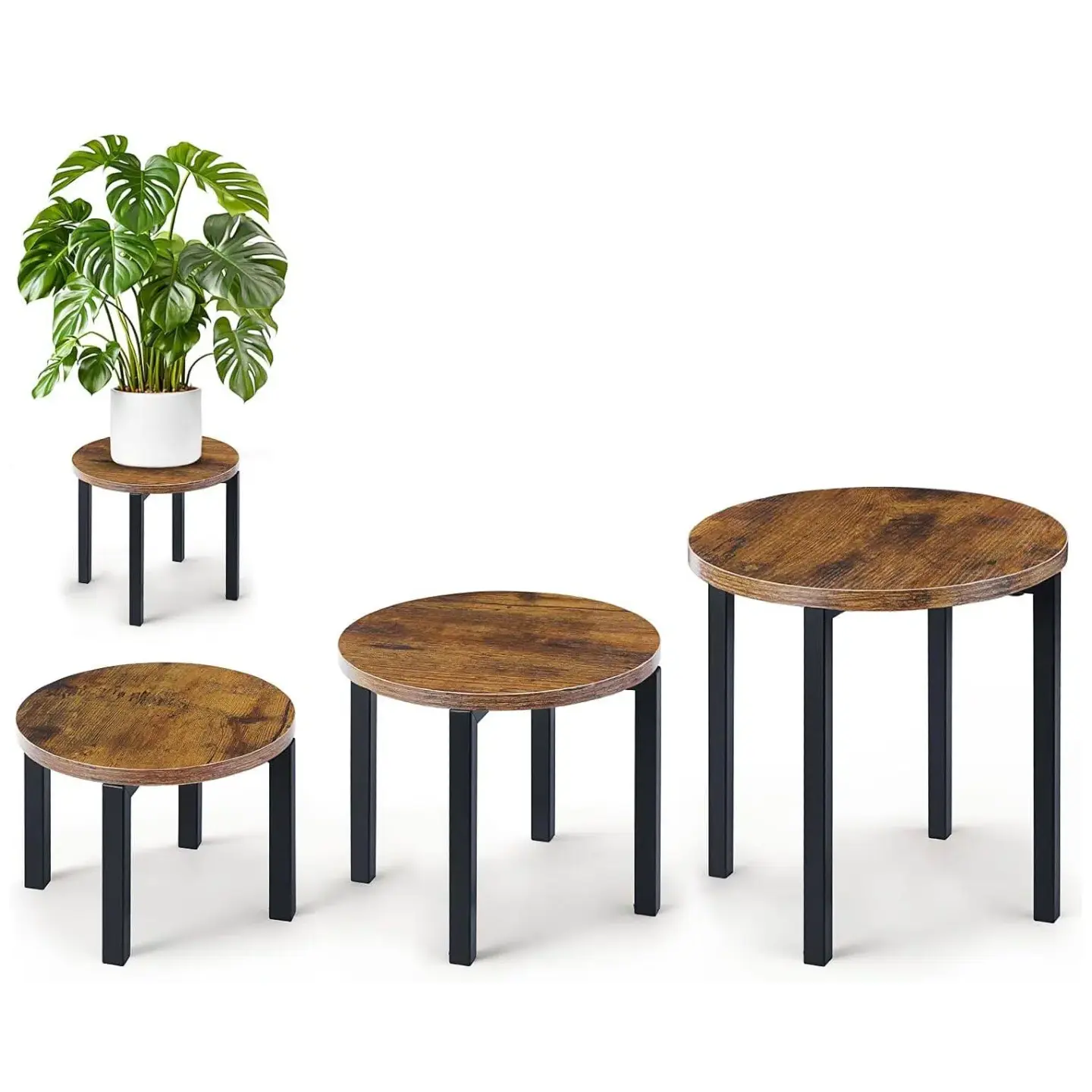 3 Pack Metal Plant Stands Indoor, Heavy Duty Multi Flower Pot Display Holder, Adjustable Plant Shelf Fits 5"-12" Planter Pots, Decor Plant Rack for Living Room Balcony Office Home Decor
