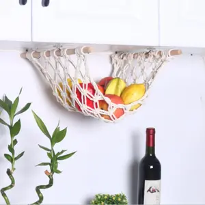Boho Style Hanging Fruit Basket, 1 Count Multi-functional Kitchen Cabinet Hanging Storage Basket, Modern Fruit & Vegetable Storage Basket for Home Kitchen, Food Storage Organizer, Organiser