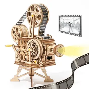 Robotime ROKR Hand Crank Projector Classic Film Vitascope 3D Wooden Puzzle Model Building Toys for Children Adult LK601 Vitascope