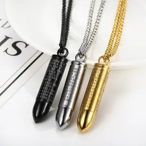 Bullet Shaped Cross Necklace, Waterproof Unisex Hip Hop Necklace, 3 Colors