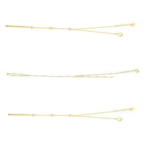 EVRY JEWELS Gold or Silver Plated Women's Hypoallergenic Viral Hand Chain Bundle : 3 Piece Hand Chain Bundle