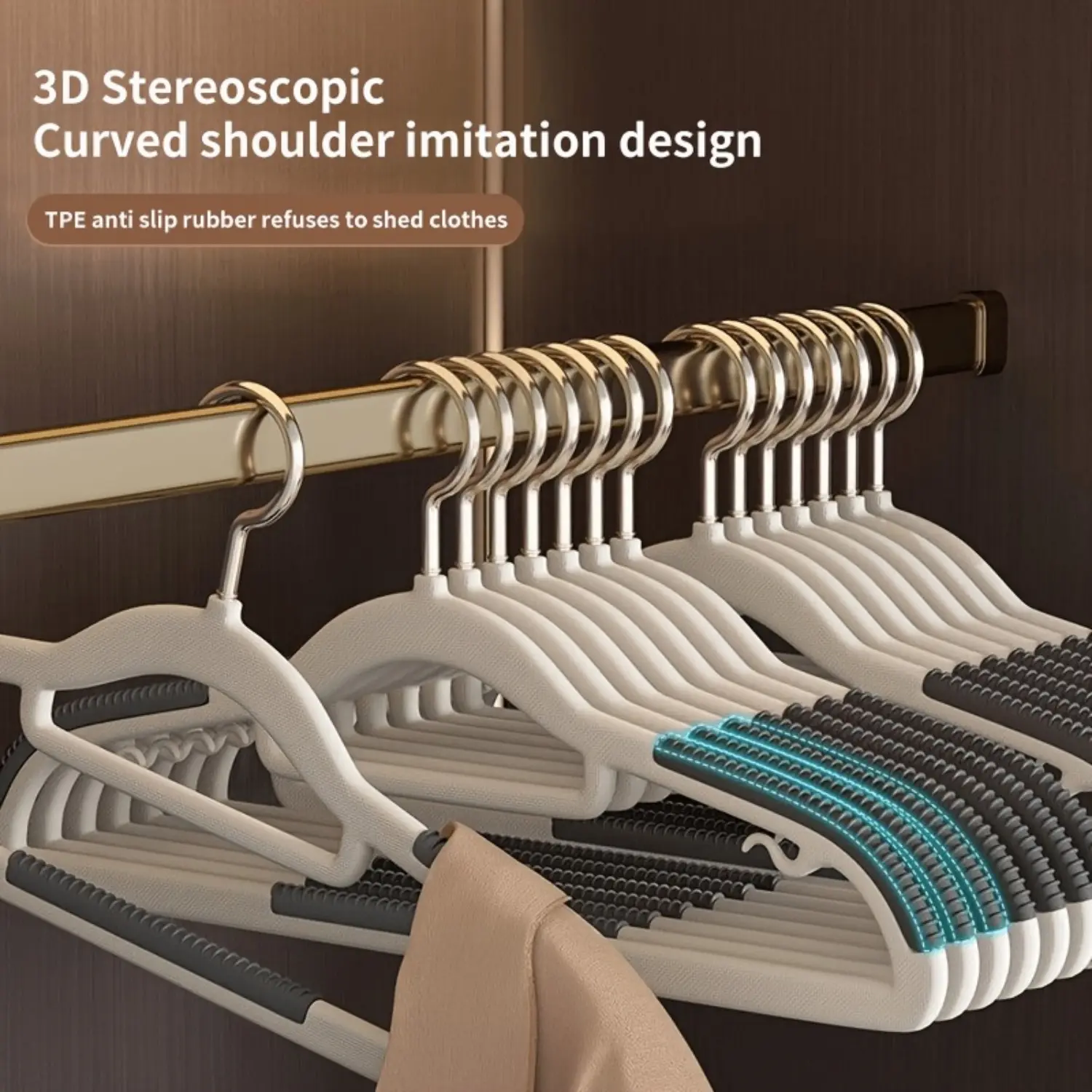 20 Plastic Anti-Slip Home Clothes Hangers with Rotating Hook, Thickened Wide Shoulder Design, Box Pack Dry-Wet Dual-Use No-Mark Organizer for Closet Storage & Balcony Drying
