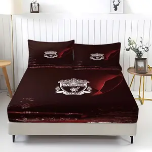 3-Piece Liverpool Pattern Bedding Set, Comfortable Printed Design, Includes 1 Fitted Sheet & 2 Pillowcases, Anti-Slip Dustproof Cover, Decorative Bedsheet Sets