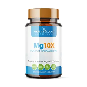 TRUE CELLULAR FORMULAS Mg10X Single Multi-System Magnesium Supplement with 10 Complexes for Health Systems - Gluten Free, Vegan, 60 Capsules
