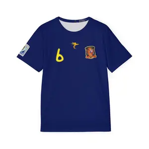 Iniesta #6 Spain 2010 World Cup Soccer Jersey — Men's Navy Fan Jersey