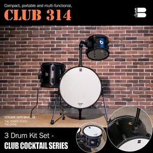 Beatello Club-314 Jungle Portable Series 3 Drum Set - Compact Professional-Grade Sound, Ultra-Portable Design for Performances & Practice, Durable Metal Construction, Drum Set for Practice, Performance Gear
