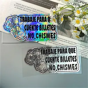 Spanish Style NO CHISMES Car Sticker, Silver Color Carbon Fiber Design, Waterproof Durable Vinyl Decal for Car Window, Motorcycle Fuel Tank, Scooter Body, Car Decals, Windshield Sticker