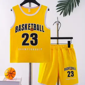 Boys' Outdoor Set  basketball shorts for kids  2pcs Boy's Breathable Sports Basketball Jersey Set, kids clothing Ideal For Daily & Wear