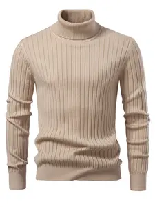 Men's High-Quality Thermal Mock Neck Sweater Knitwear, Long Sleeve Warm Single Piece Design, Ideal for Cold Weather Comfort & Style