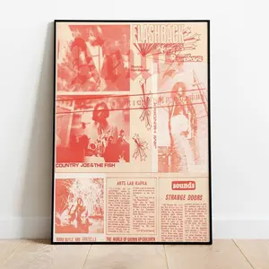 Red Newspaper Poster Retro Psychedelic 70s Wall Art Vintage Aesthetic Room Decor Modern Trendy Design Gift Idea