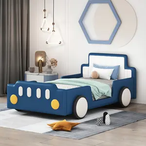 [Bellemave] Twin Size Race Car-Shaped Platform Bed with Wheels