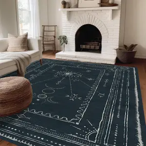 Halloween Retro Magic Pattern Carpet, Large Area Living Room Bedroom Machine Washable Rug, Nordic Style Washable Non-Slip Plush Mat, Home Decor, Home Decorative Rugs