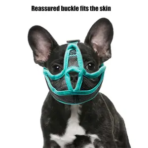 Mouth Mesh Durable Harmless Buckle Design Anti-Bite Pet Mouth Cover Flat Face Dog Muzzle Pet Muzzle Washable Mouth Cover