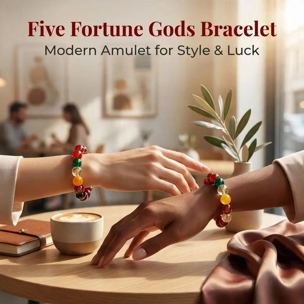 Chinese 2026 Year of the Horse Protection & Wealth Bracelet | Red Agate Taisui Resolving Bead + 5 Gods Fortune Charms | Auspicious Feng Shui Jewelry for Career, Safety & Prosperity (Unisex)