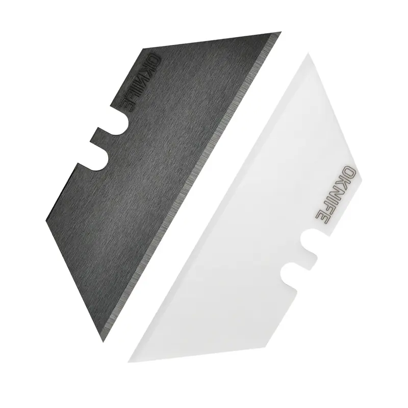 OKNIFE 1200 HV Zirconia Ceramic Utility Knife Blades 10-Pack - White & Black, 18° Edge, Brushed Finish, Corrosion Resistance, Compatible with U1 Series & Most Utility Knives, Kitchenware Cutting Tool with Easy Cleaning