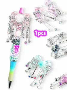 1pcs Creative Fringe Bow Flower Pendant, Handmade Birthday Gift, Suitable for Beaded Pens, Phone Chains, Keychains, Indoor Decor, Car Hanging, Stylish Playful Charm, Diy Jewelry Accessories