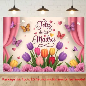 Mother Day Floral Celebration Backdrop Flower Gift Backdrop Romantic Bloom Background Cloth Floral Tapestry Wall Hanging Photography Background Polyester Fiber Home Party Wedding Birthday Seasonal Event Decor Studio Prop Wall Art