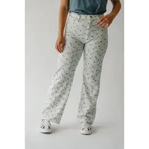 The Goucher Embroidered Pant in Ivory Floral