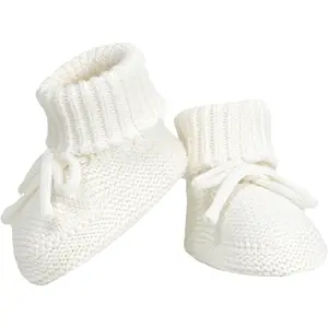 Unisex Baby Knit Booties with Bow Tie, Cozy Warm Breathable Soft Soled Shoes for 0-3 Months Infants