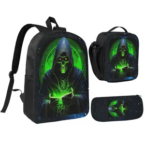 Cool Skull 3D Printed Backpack Three-piece Set