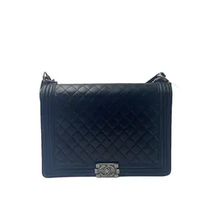 Pre-owned CHANEL france Crossbody Bags H1 H5 Black and Silver lambskin Large Le Boy Chain Bag H20119969