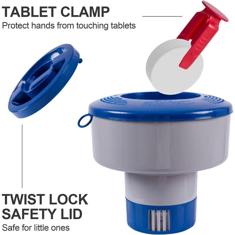 Premium Quality Floating Chlorine Dispenser - Larger Capacity Pool Floater Compatible with Bromine & Chlorine