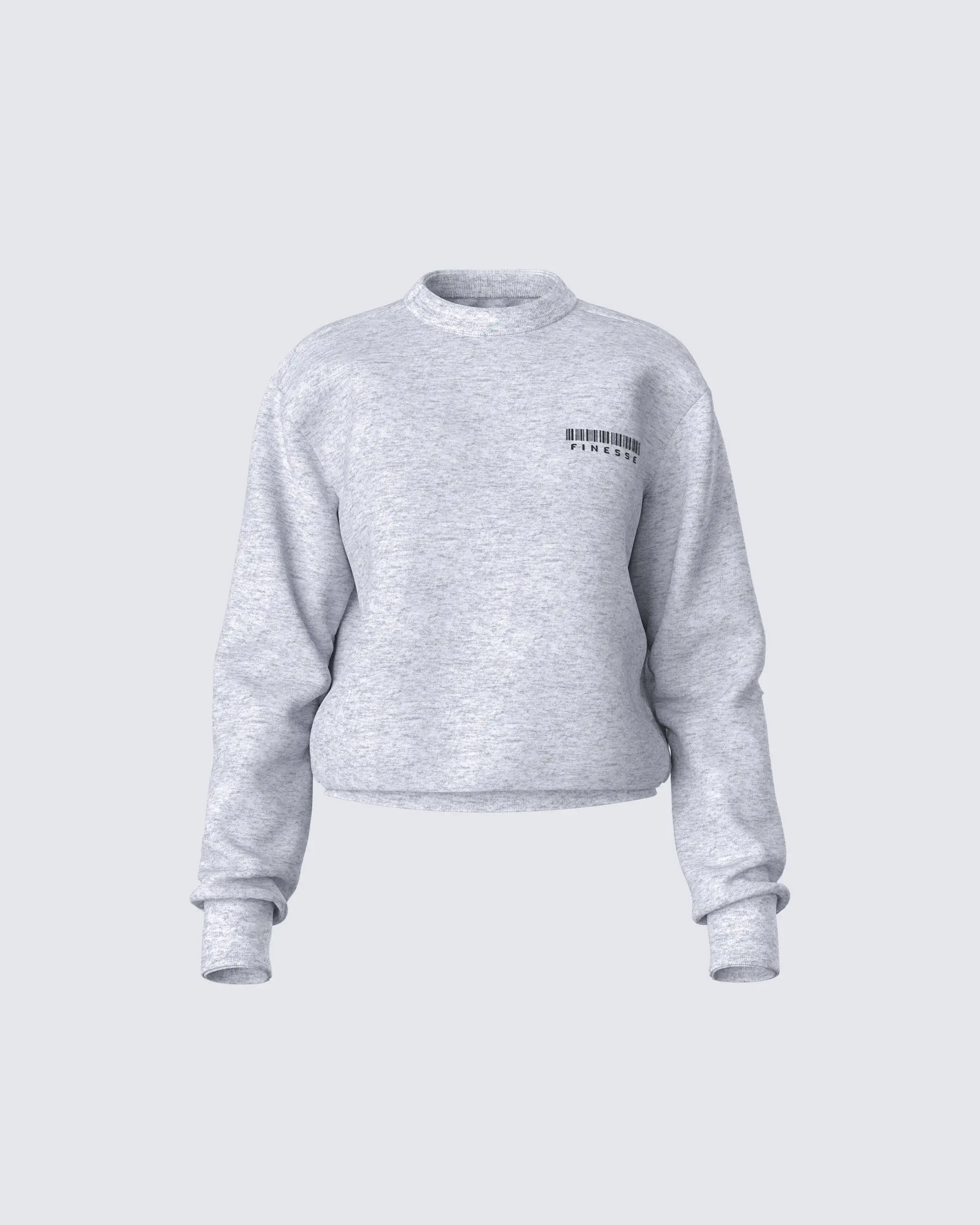 Men's Kemi Heather Grey Logo Cropped Sweatshirt - Menswear Crew Neck Graphic Tops, Polyester-Cotton Blend, Relaxed Crop, Chest Logo, Everyday Wear, 2x, 3x, Size Option for Not Sure Fit, Long Sleeve