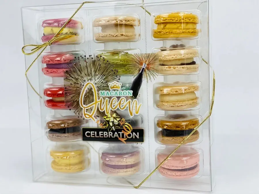 Assorted Macarons Celebration Gift Box with Bow, Gluten-Free Snacks Gift Set